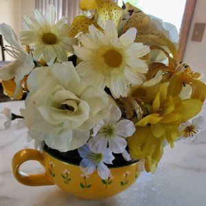 Vintage Handmade Floral Arrangement in Mug